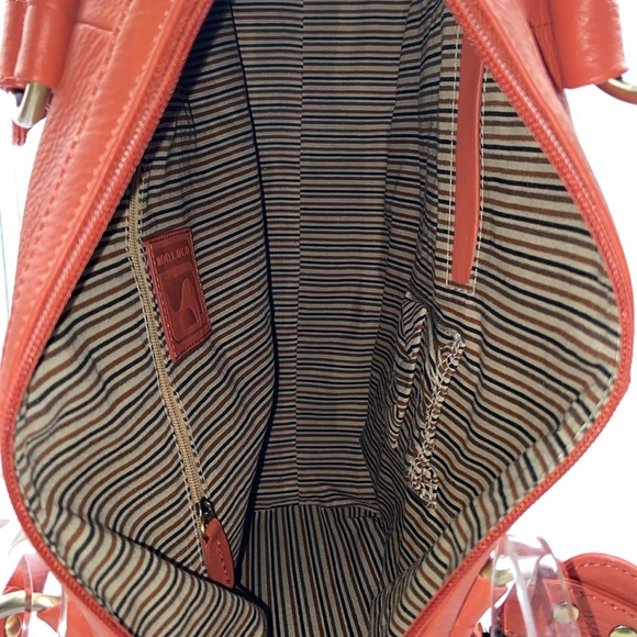 Soprano Ladies Pebble Leather Purse Handbag Satchel Burnt Orange and Dust Bag - Picture 12 of 15